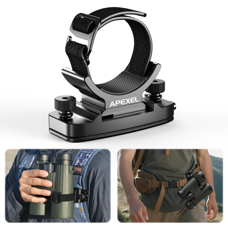 APEXEL Binoculars Backpack Clip with 38mm Quick Release Plate, Attaches to Straps and Belts, CNC Aluminum Binocular Carrying System with 1/4" Screw for Tripod, Binoculars Accessories Also for Cameras. Clip & Straps
