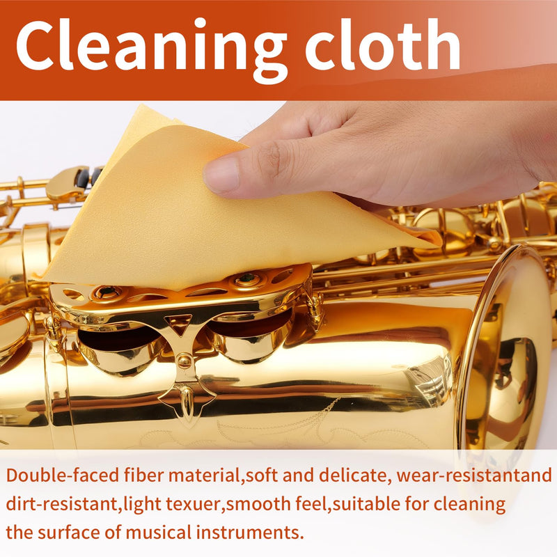 [AUSTRALIA] - Saxophone Cleaning Kit for Alto Tenor Sax - 11-in-1 Smooth Pull-Through Maintenance Set with Mouthpiece Brush, Key Oil, Cork Grease and Case - Woodwind Instrument Care for Students 