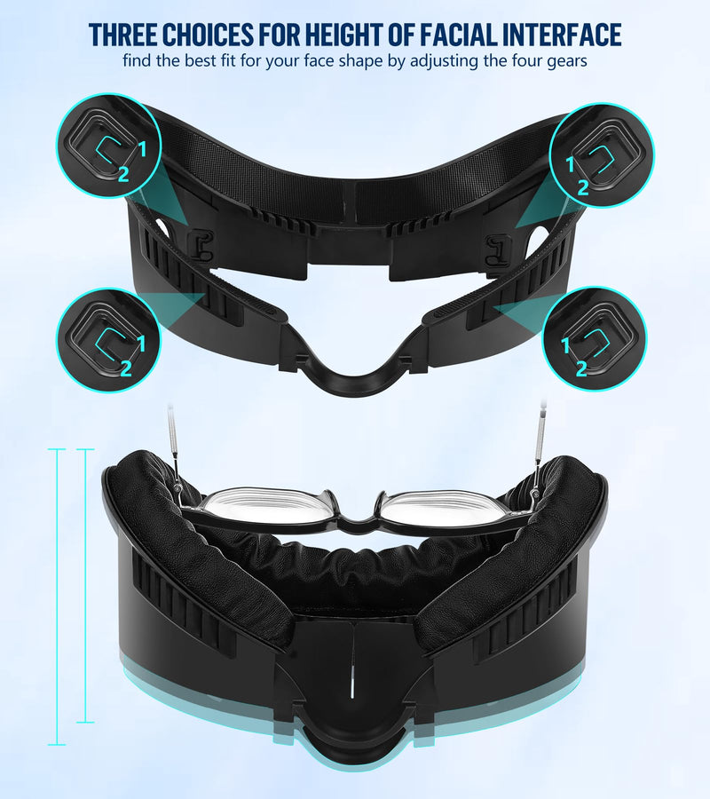 Facial Interface & Face Cover Pad Compatible with Meta Oculus Quest 3 Accessories, Sweat-Proof PU Foam Cushion, Fitness Foam Replacement, Air-Circulation Design for VR Quest 3 VR Accessorie