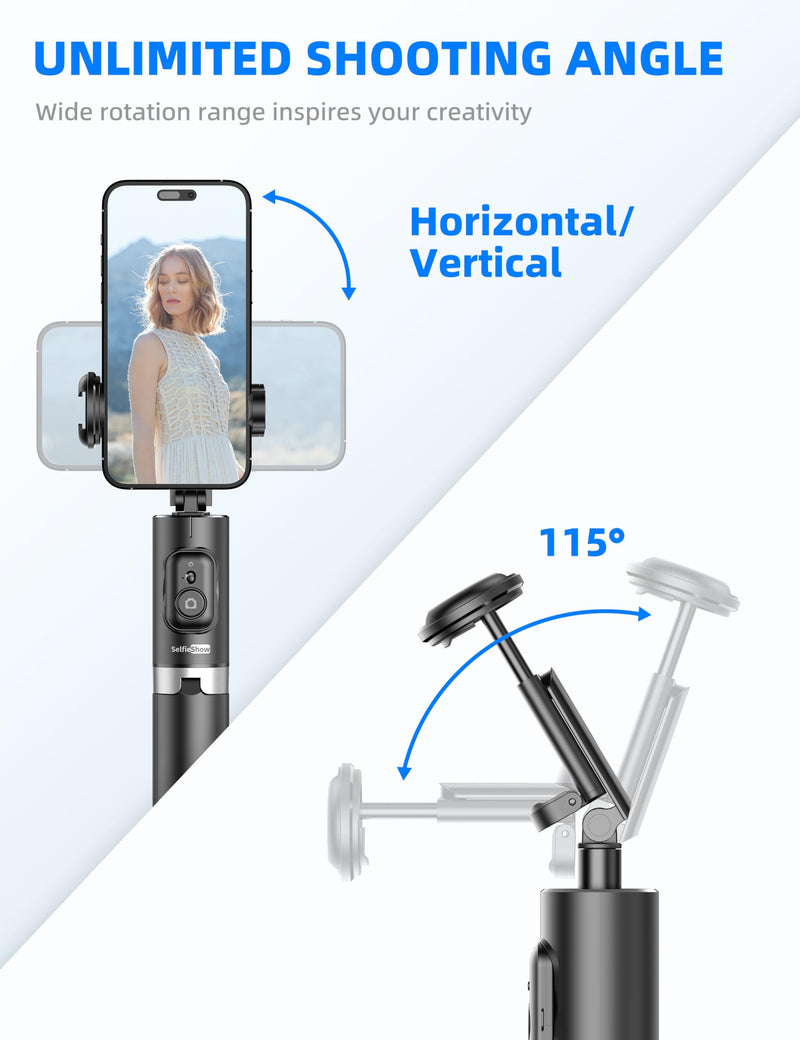 72" Cell Phone Selfie Stick Tripod, Aluminum Phone Tripod All-in-1 with Integrated Remote, Portable Extendable Smartphone Tripod Stand Lightweight Travel Tripod Compatible with iPhone 15/14/13/Android