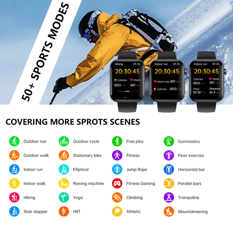 Gen F300 Smart Health Fitness Watch Body Composition Estimation (Black) | 2.1 Inch IP68 Waterproof 130 Plus Sport Modes Sleep Tracker Heart Rate Blood Oxygen Monitor For Android iOS Wholesale