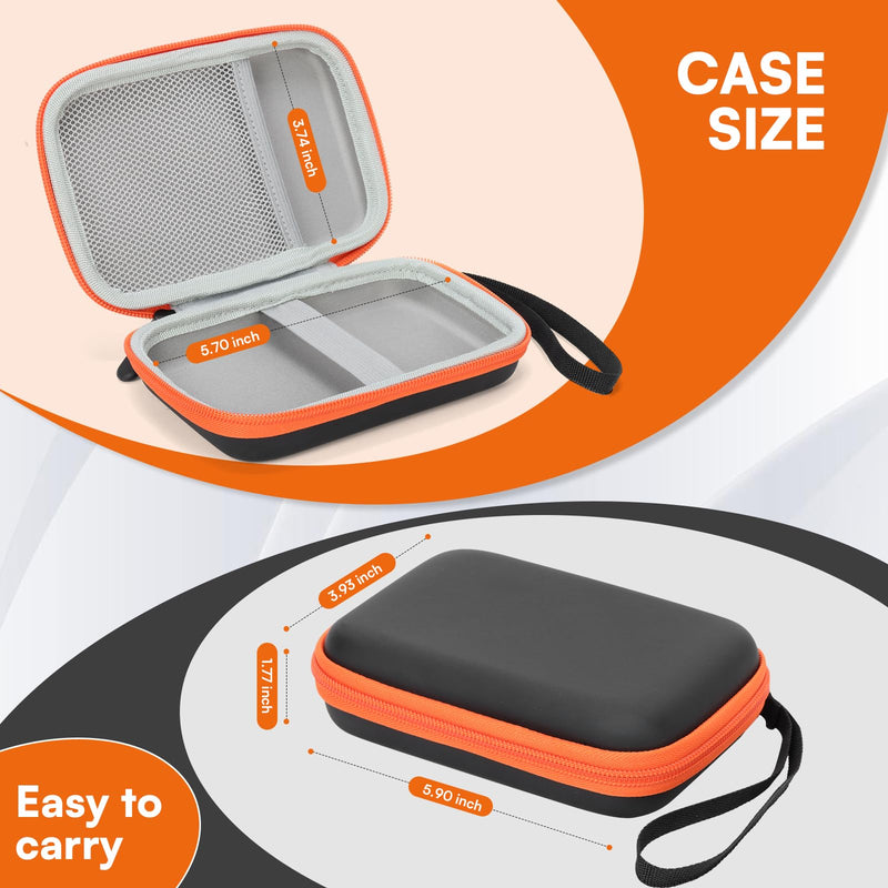 Case Compatible with LaCie Rugged Mini 1TB/ 2TB/ 4TB/ 5TB External Hard Drive Portable HDD, Carring Case Storage Holder for Hard Drives for Mac and PC Computer, Orange (Case Only)