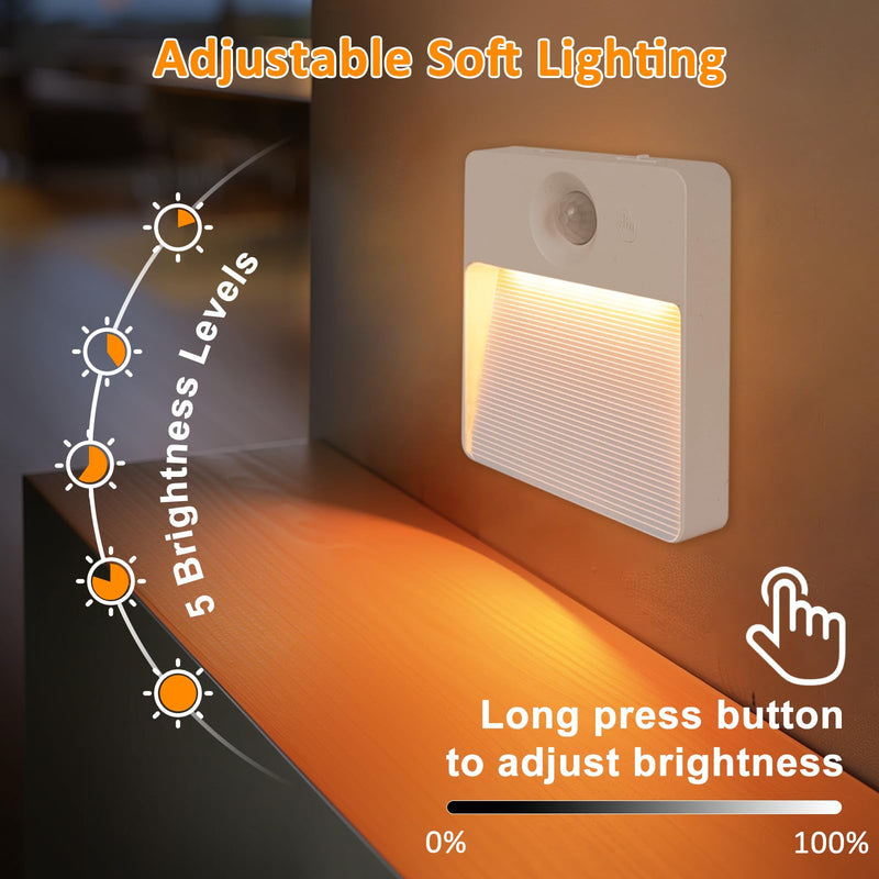 [AUSTRALIA] - Guankai 8 Pack Rechargeable Motion Sensor Stair Light for Indoor, RGBW Battery Operated Closet Lights, Stick On Night Lamp, Motion Activated Magnetic Lighting Lamps for Step,Cabinet,Hallway,Bathroom White 