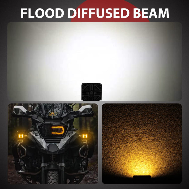 [AUSTRALIA] - 2 Inch LED Pods with DRL, LTEODCHEW 2PCS Screwless 5,000LM Flood Beam Motorcycle Auxiliary Scene Reverse Ditch Camp Work Back up Lights for Motorcycle Trucks Tacoma —— Flood 2 Inch Flood 