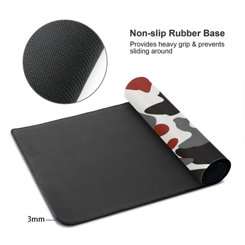 White Black Red Camo Gaming Mouse Pad Large XL Long Extended Pads Big Mousepad Keyboard Mouse Mat Desk Pad Home Office Decor Accessories for Computer Pc Laptop White Black Red Camo