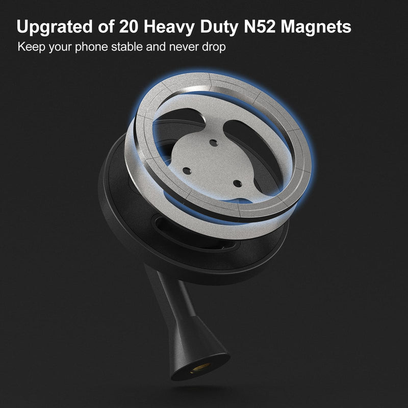 [AUSTRALIA] - Magnetic Phone Tripod Mount Adapter with 1/4"-20 Screw Hole, Compatible with Magsafe for iPhone 17/16/15/14/13 Plus Pro Max Mini Series, Adjustable Phone Holder for Tripod, Ring Light, Selfie Sticks 