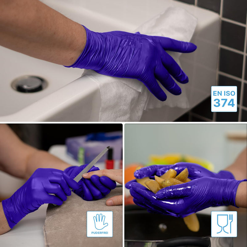 [AUSTRALIA] - ARNOMED Disposable Gloves XL, Nitrile Gloves, Accelerator-Free, Latex-Free, Disposable Gloves in Violet Blue, Allergy Friendly Rubber Gloves, Disposable Gloves in S, M, L, XL, Pack of 100 