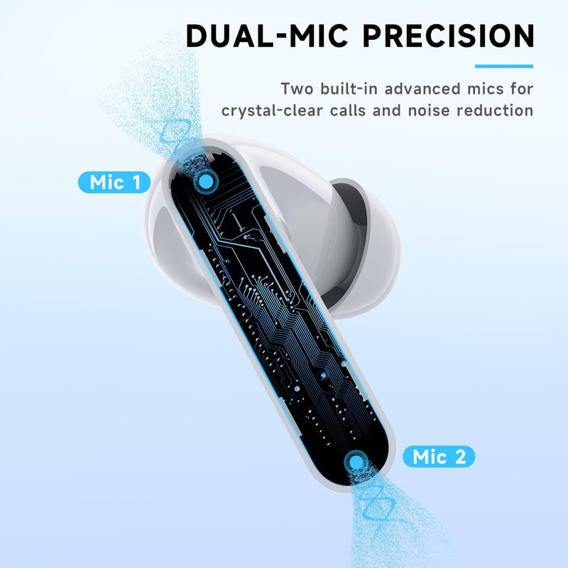RYR Wireless Gaming Earbuds with Noise Cancelling Mic, 2.4Ghz & Bluetooth | 20ms Low Latency, LED Display, 36H Playtime for Meta Quest 3/2, PS5, PS4, VR, Switch, Steam Deck, PC, Phone White