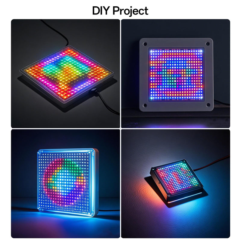 WS2812B RGB IC LED Panel, 10 x 10 100 LEDs Matrix 5050 SMD Individually Addressable LED Panel for Raspberry Pi, Arduino, DIY Projects Black 10 ×10 100Pixels