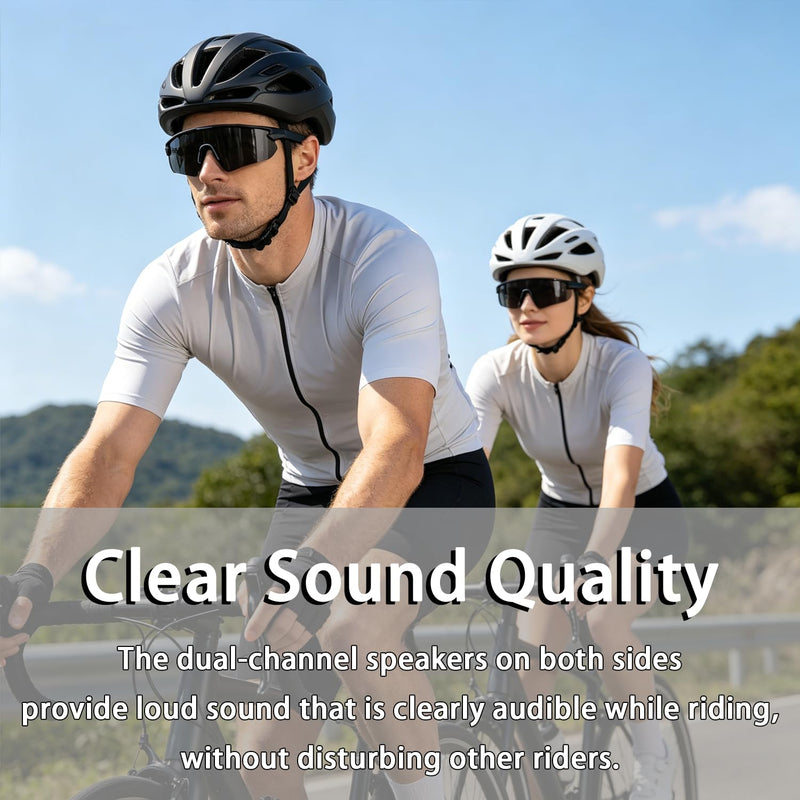 Polarized Bluetooth Sunglasses with Speaker for Running Cycling | Smart Glasses with Voice Control, Hands-Free Calls, UV400 Protection, Magnetic Charging, 6-8H Playtime for Men Women Sunglasses Half-rimmed