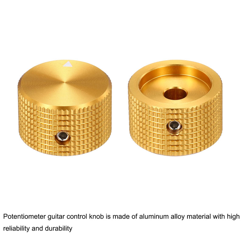 MECCANIXITY 6 Pcs Aluminium Potentiometer Knobs, 1/4" (6mm) Universal Volume Tone Control Knobs for Guitar, Bass, Grid 5/8" Gold