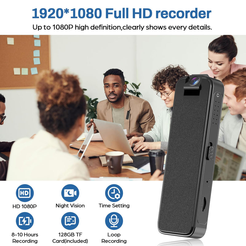 Mini Body Camera,Premium Portable 1080P Small Body Camera with Night Vision and Motion Detection Wearable for Office, Law Enforcement, Security Guard (Built- in 64GB Memory Card) (64GB)