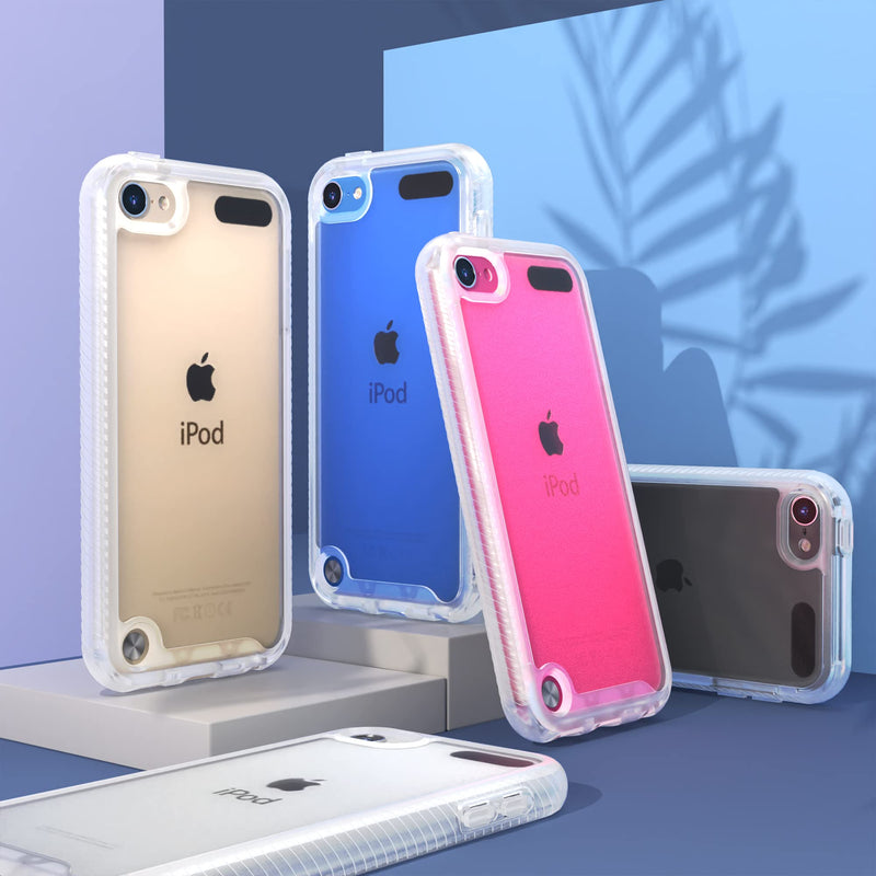 Compatible with iPod Touch 7th Generation Case, 2 in 1 Shockproof iPod Case with Screen Protectors, Hybrid Slim Fit Protection Shock Resistant Cover for iPod Touch 5/6/7th Generation, Clear