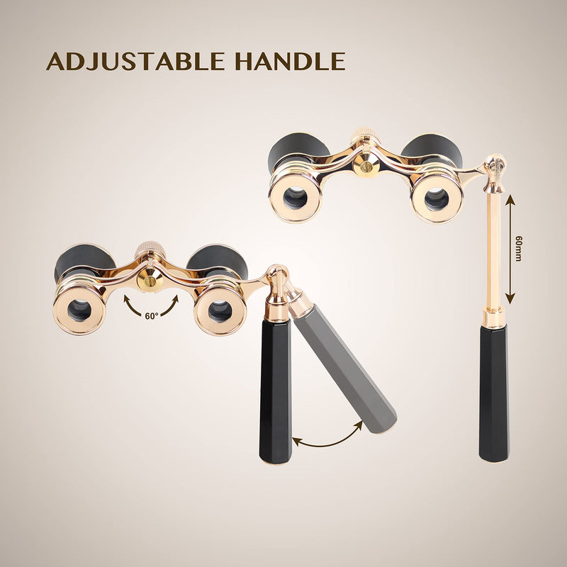 [AUSTRALIA] - Yourelexit® Opera Glasses Binoculars 3X25 Lorgnette Theater Glasses Optical BK9 Mini Compact Lightweight Built-in Foldable Adjustable Handle Vintage for Adults Kids Women in Musical Concert Cinema 