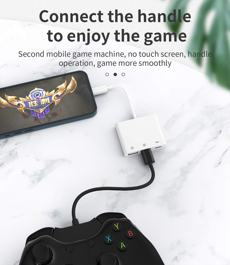 Apple Certified Lightning Male to USB Female Adapter OTG and Charger Cable for iPhone 11 12 Mini max pro xs xr x se 7 8plus Ipad air A Camera Memory Stick Flash Drive Cord Converter Charging Splitter
