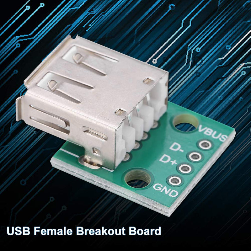 USB Female Breakout Board, 10Pcs Type A USB Female Socket Breakout Board 2.54mm Pitch Adapter Connector DIP Socket