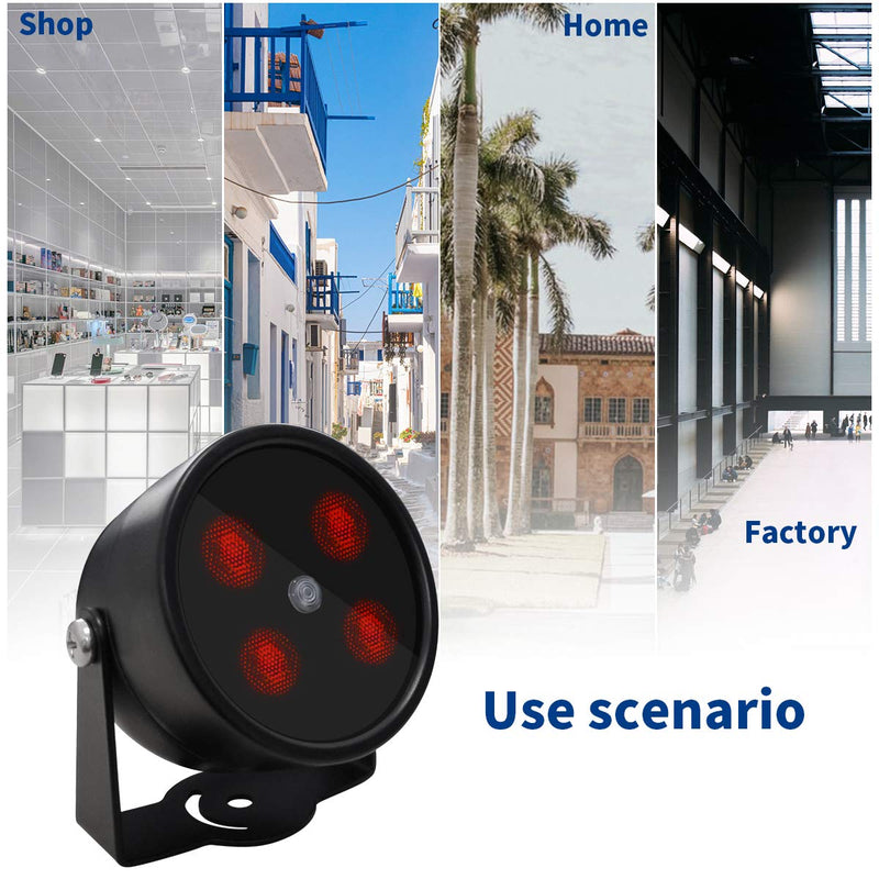 (4 LED Waterproof ) IR Illuminator High Power Wide Angle Long Range Infrared Light, 120ft 850nm IR Flood Lights with Power Adapter for Night Vision CCTV & IP Security Camera, Outdoor/Indoor Use 4 Led