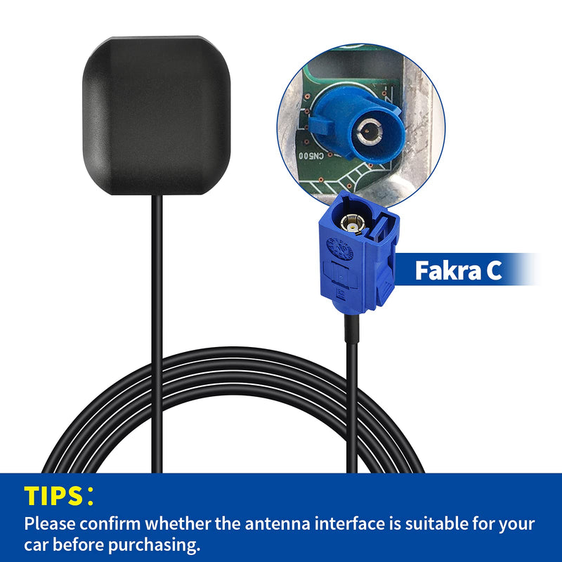 Bingfu Vehicle Waterproof Active GPS Navigation Antenna Fakra C Blue GPS Antenna Compatible with Ford Dodge RAM GM Chevy Chevrolet GMC Jeep Cadillac BMW Audi Mercedes Benz Car Truck SUV Head Unit Fakra C Antenna