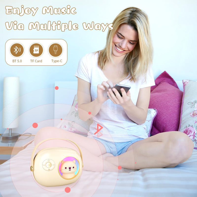 K9 Cute Space Bear Mini Karaoke Machine for Kid, Rechargeable 1800mAh Portable Bluetooth Karaoke Speaker with Wireless Microphone & RGB Light for Girls Boys Family Home Party