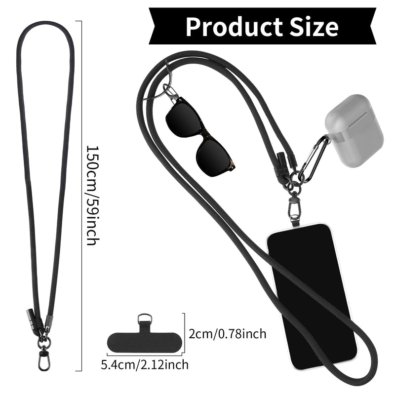 Adjustable Phone Crossbody Lanyards, Thick Nylon Phone Lanyard Strap Around the Neck Black