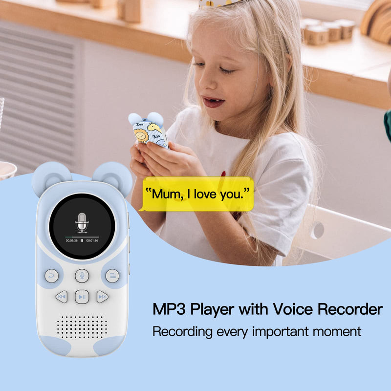 RUIZU 64GB Bluetooth MP3 Player for Kids, Cartoon Zoo Portable Music Player, Child MP3 Player with Bluetooth, Speaker, FM Radio, Voice Recording, Stopwatch, Pedometer, Expandable 128GB Micro SD Card