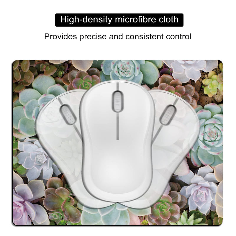 Cyanbone Small Mouse Pad Cute, Mini Mouse Pads for Wireless Mouse and Laptop, Travel Mousepad with Designs - Pretty Succulent, Portable Mousepads - 5.5 x 7 in, Computer Accessories for Women Small - 5.5"x7" Pretty Succulents