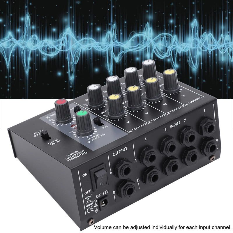 Professional 8 Channel Audio Mixer Board with XLR Inputs - Professional-grade Sound Mixing Console for Recording Studio, Live Performance, Home Studio - High-Quality Low Noise Mixing for Studio Use