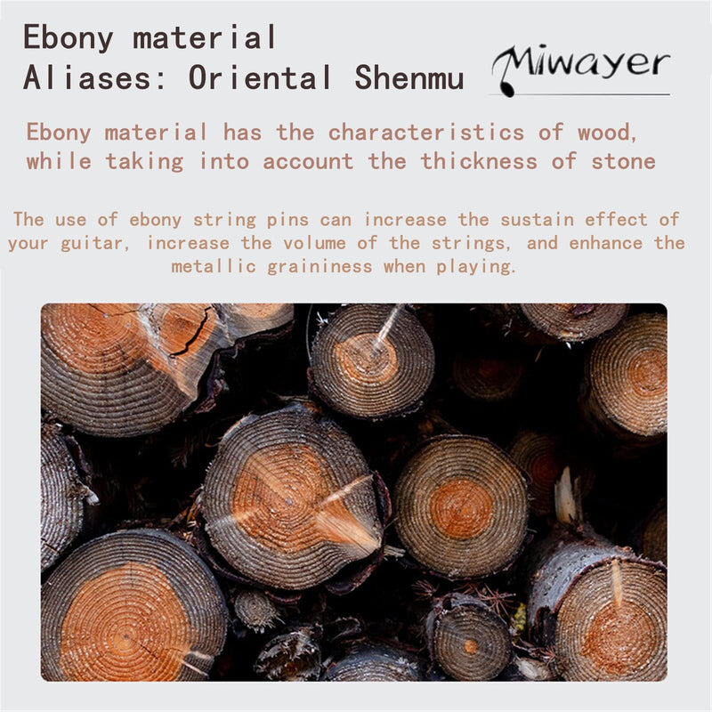 [AUSTRALIA] - Miwayer Ebony Guitar Bridge Pins Replacement Parts for 6 & 12 String Acoustic Guitar (Small Abalone Dot) Small Abalone Dot 