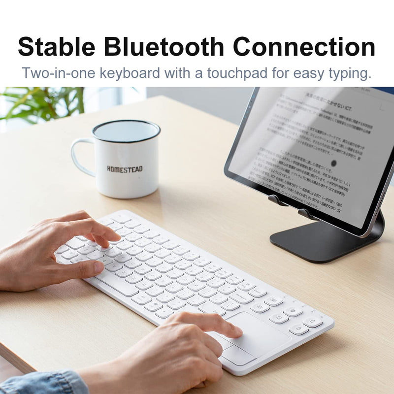 SANWA TB128V Wired Trackball Mouse + GSKB066W Bluetooth Keyboard with Touchpad Set, Silent Click Roller Ball Mice, Multi Device Trackpad Keyboard, Compatible with Mac, Laptop, PC, Windows, macOS