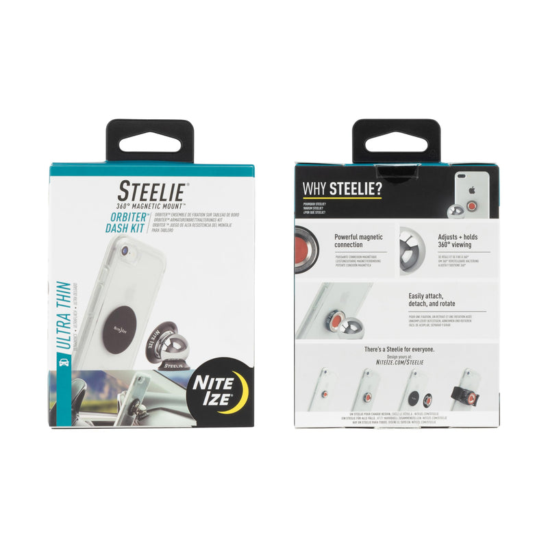 Nite Ize Steelie Orbiter Dash Kit - Metal Plate Attaches to Exterior of Charger - Dashboard System with Magnetic Socket, Dash Mount & Metal Plate - Orbiter
