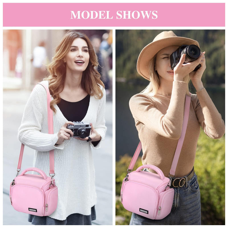 G-raphy Camera Bag SLR DSLR Mirrorless Pink Camera Case Compact Camera Shoulder Bag with Removable Strap Waterproof for Women and Men