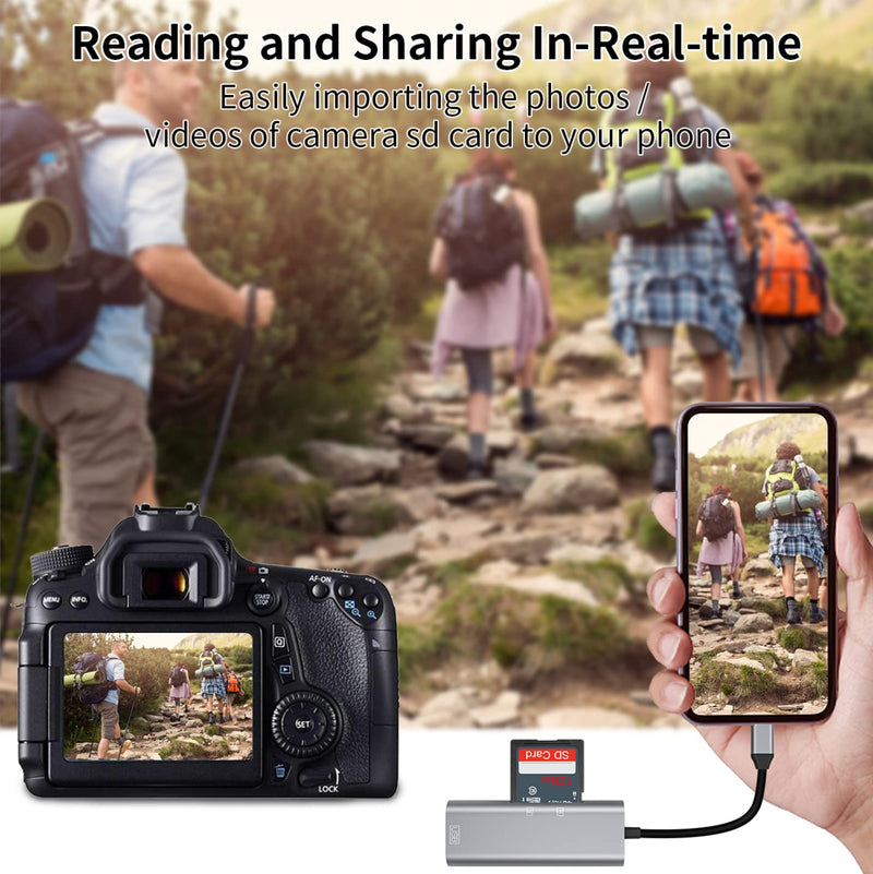 USB C SD Card Reader Micro SD Viewer 3-in-1 Card Reader for iPad Pro USB-C to USB / SD / TF Card Adapter for MAC Simultaneous Reading Trail Cameras Viewer for Android