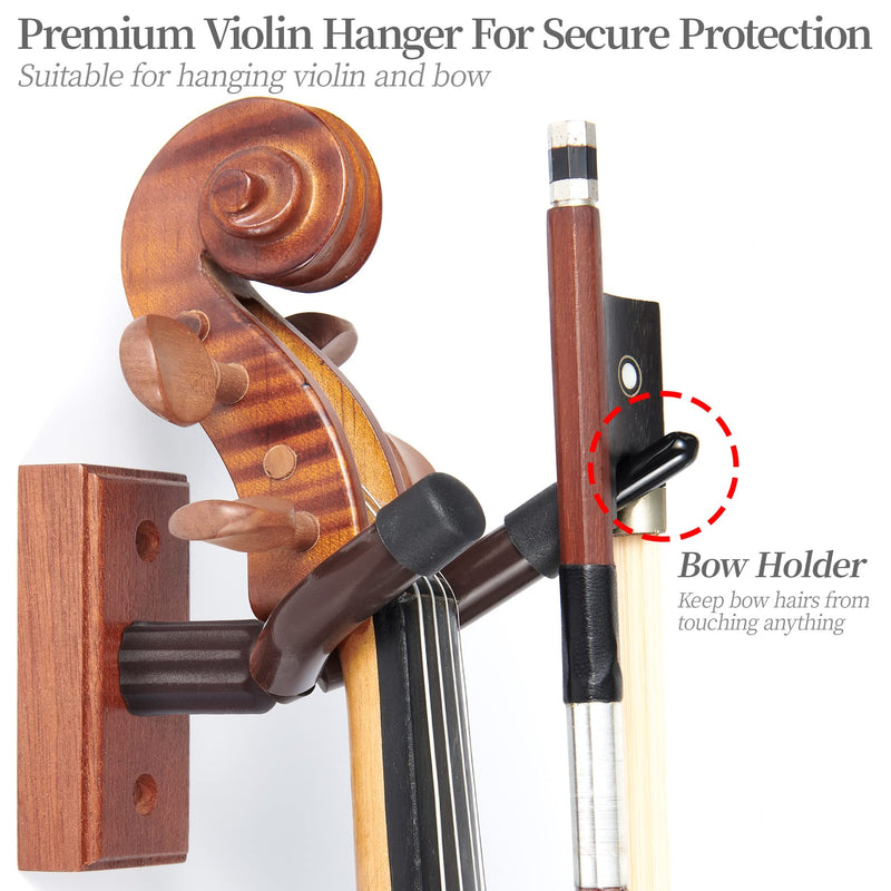 Violin Wall Mount,Violin Hanger - Mahogany Wood Violin Viola Hanger 1 Pack
