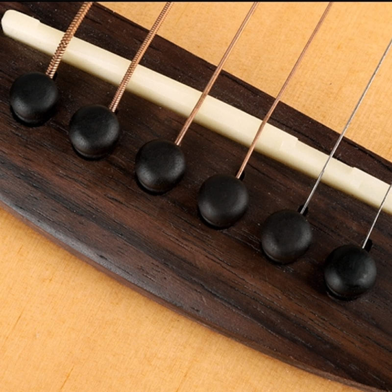Miwayrer Acoustic Guitar Bone Bridge Saddle Nut with 6pcs Guitar Bridge Pins and Pins Puller (Bone Bridge & Pure Ebony Pins) Bone Bridge & Pure Ebony Pins