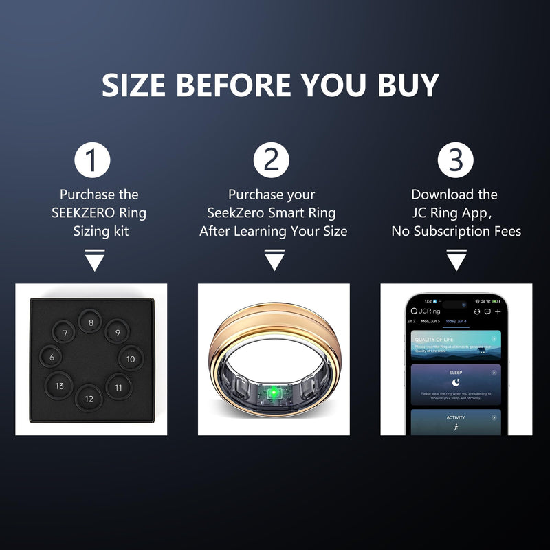 Smart Ring for Women Men - Fitness Ring with Sleep & Step Tracker | Waterproof Health Ring with Heart Rate Monitor, Compatible with iOS & Android, No App Subscription (Gold, 9)