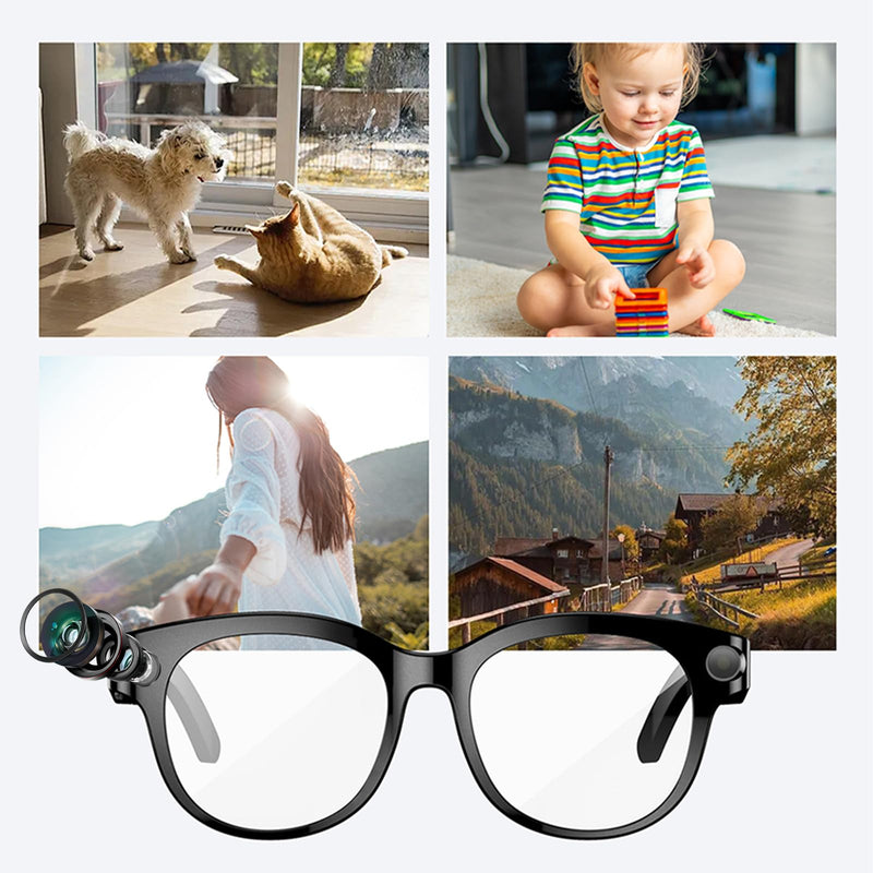 Smart Camera Glasses – 8MP Video Recording Sunglasses with 3 Interchangeable Lenses, HD Photos & Videos, AI Translation, Object Recognition, Lightweight Wearable Tech for Vlogging & Travel