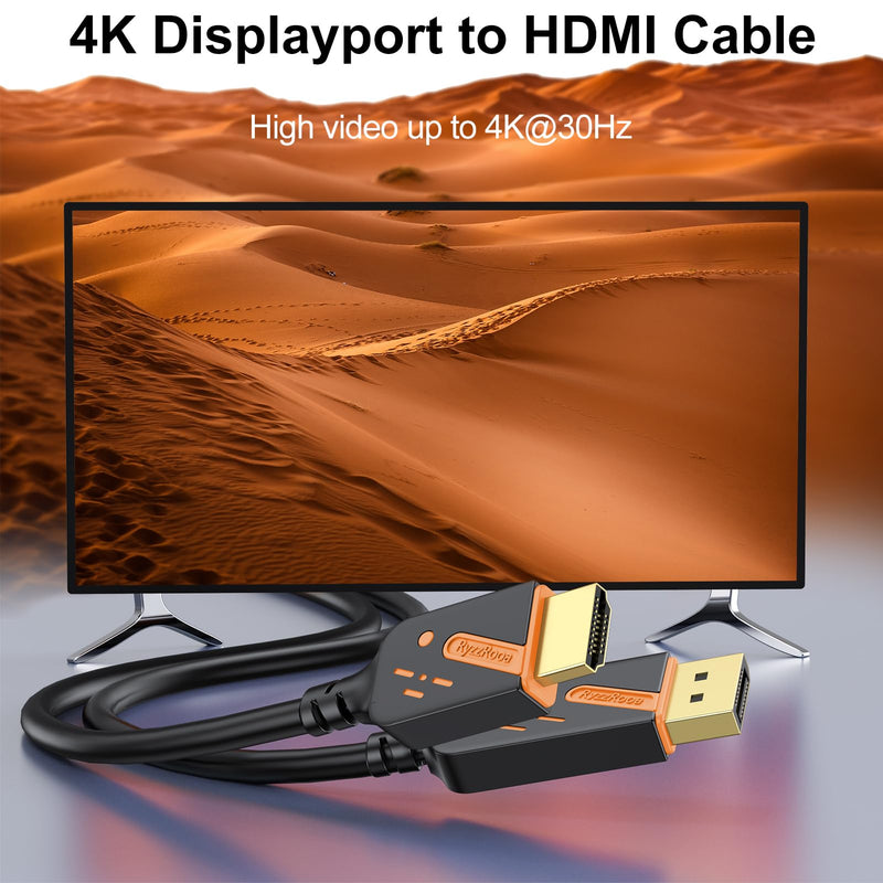 4K DisplayPort to HDMI Cable, 3FT, 10-Pack, Gold-Plated | 4K UHD Video & Audio. Gold-plated Connectors. Uni-directional DP to HDMI. Works with PC, Monitor, HDTV, Projector. Orange