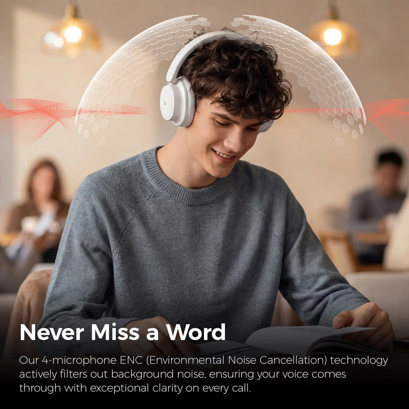 havit Noise Cancelling Headphones Over Ear, Wireless Bluetooth Headphones with 132H Playtime, Fast Charge 5 Min=5H, Foldable, Dual Device, with Mic for Travel Work Office, Gray