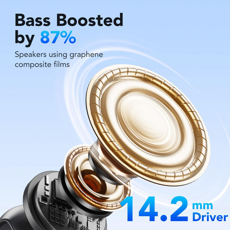 Wireless Earbuds, Bluetooth Headphones 5.4, 50H Playtime LED Display Deep Bass Ear Buds with 4 ENC Noise Cancelling Mic, IP7 Waterproof in-Ear Earphones for Phone Tablet Laptop Sports, Phantom Black