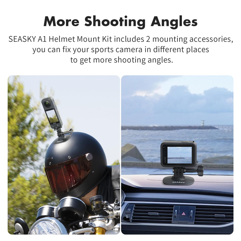 SEASKY [2Pack] A1 Flexible Adhesive Mount Kit Helmet Base for insta360 X4 X3 X2 One X RS for GoPro Max 360 Panoramic Camera Hero 12/11/10/9/8 Sports Camera Accessories for Any flat Curved surfaces