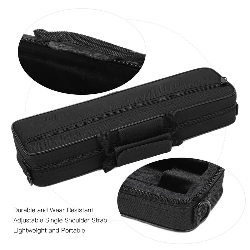 Flute Case Carrying Bag, Black Oxford Cloth Waterproof Flute Carrying Bag Wear Resistant Lightweight Portable Flute Storage Bag with Adjustable Shoulder Strap for 16 Holes Flute, 15.5 x 4.7 x 2.7in