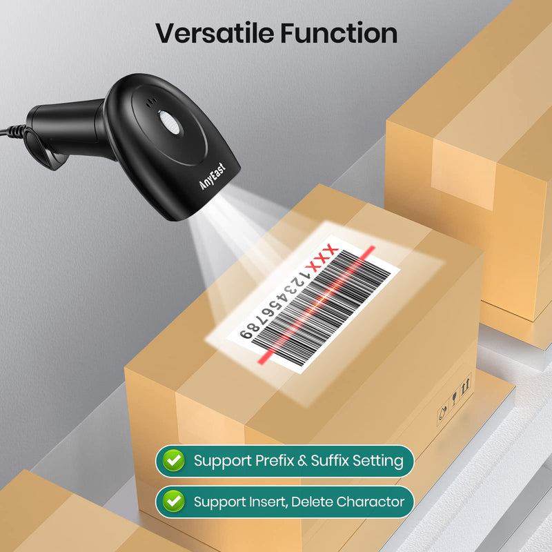 Barcode Scanner with Stand, USB Wired Inventory 2D 1D QR Code Scanners for Computer POS Support Automatic Screen Scanning, Handheld CMOS Image Bar Code Reader for Warehouse Library Supermarket