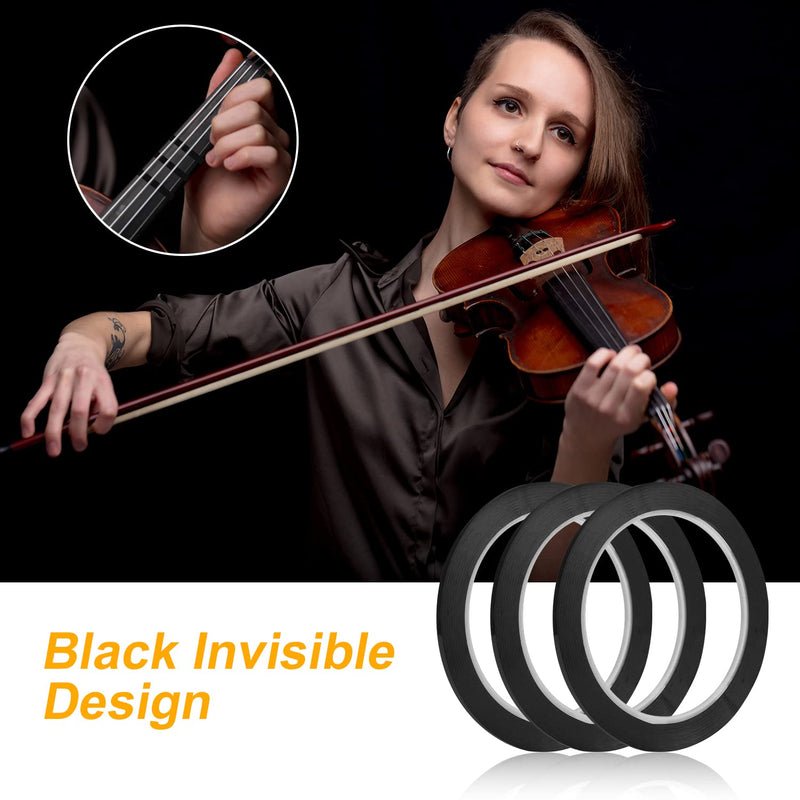 3 Rolls Violin Fingering Tape, 3mm Violin Finger Tape Cello Violin Fingerboard Stickers Finger Guide for Violins & Various Orchestral Instruments Fretboard Note Positions (Black)