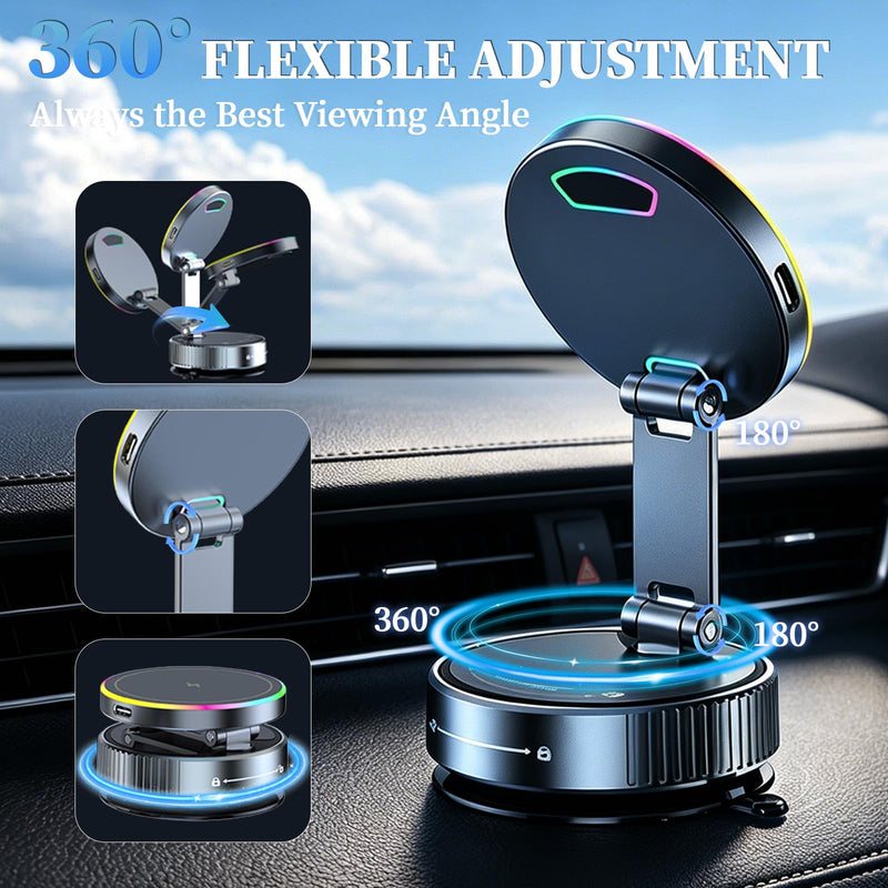 Car Phone Mount Charger, 15W Fast Charging Magnetic Suction Phone Holder