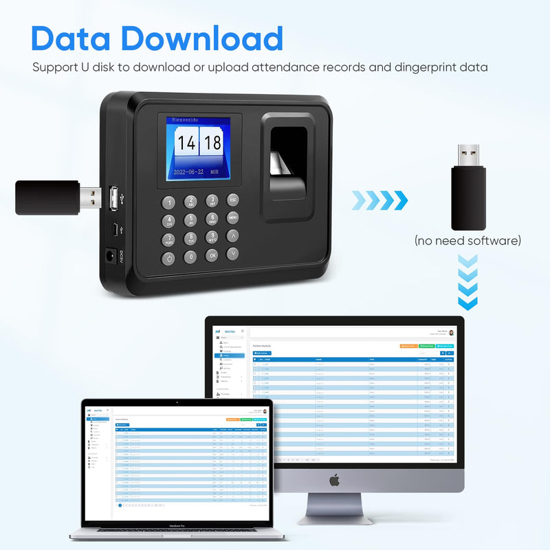 Time recording for small businesses, no network required, working time recording with auto calculation function, stamp clock, time recording with fingerprint
