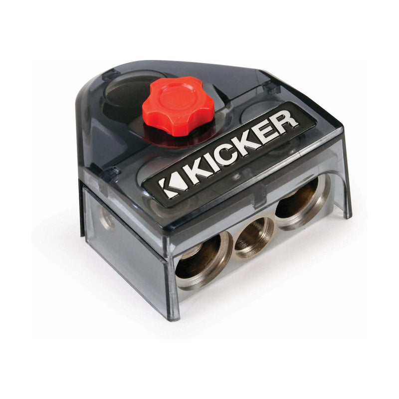 Kicker 46BT4 BTPN3 Positive Or Negative Battery Terminal, 2-0/8GA 1-4/8GA Out | Zero gauge amp power distribution, multi amplifier wiring hookup, secure post connection, clean stereo system installs