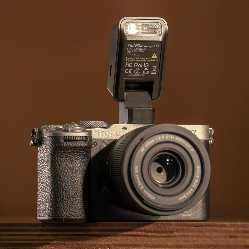 VILTROX Vintage Z2 TTL Foldable Mini Camera Flash for Sony | 700 Full Power Flashes, 2s Recycle, USB-C Charging Mini Speedlite GN6 with 5 Levels (Z2-S)