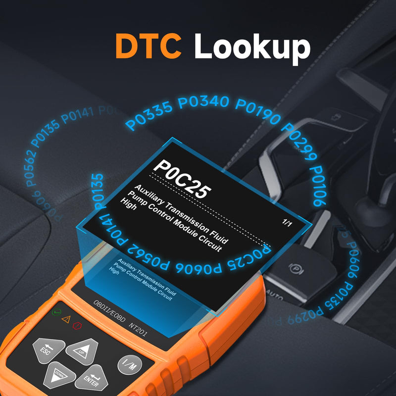 FOXWELL NT201 OBD2 Scanner Code Reader for Cars and Trucks - Reset Check Engine Light, Read and Clear Fault Codes, Live Data Diagnostic Tool for All Cars Since 1996