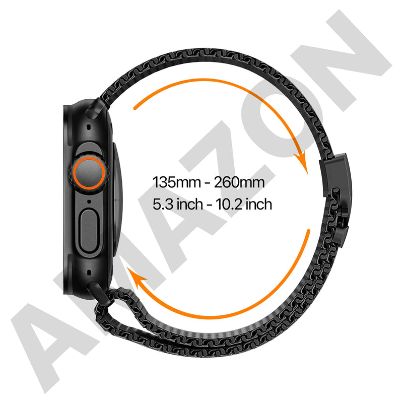 BM2 Band for Apple Watch Bands Milanese Ultra 2 49mm, Series 10 46mm, 9 8 7 45mm 41mm, SE 6 5 4 44mm 40mm, 3 2 1 42mm 38mm Men Women Strap iWatch 49mm, 46mm, 45mm, 44mm, (42mm S3/2/1) Titanium Black