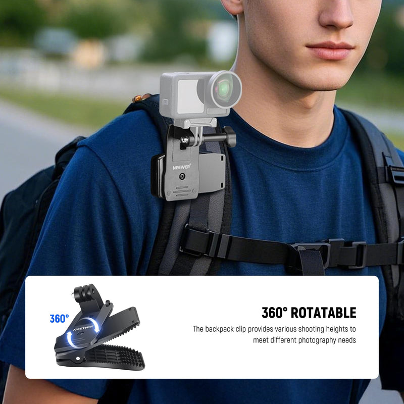 NEEWER Accessory Set Compatible with GoPro Hero Insta360 DJI AKASO Action Camera, Quick Change Head Strap Head Strap Holder, Chest Strap, Backpack Hat Clip Holder & 360° Wrist Strap for GP-75 GP-75 Accessory